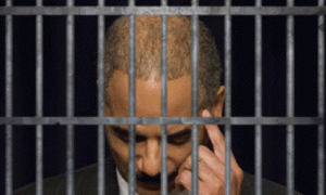 Holder behind bars
